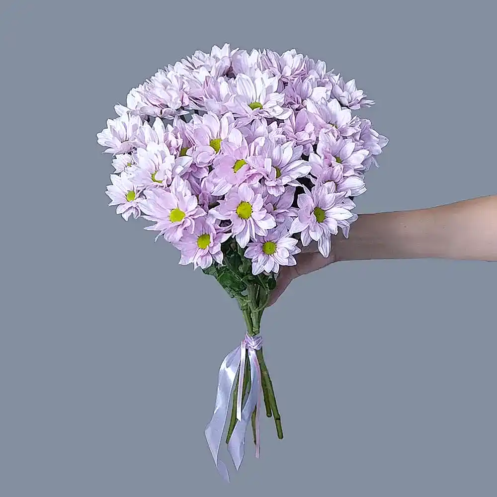 монобукет из 5 кустовых лавандовых хризантем 