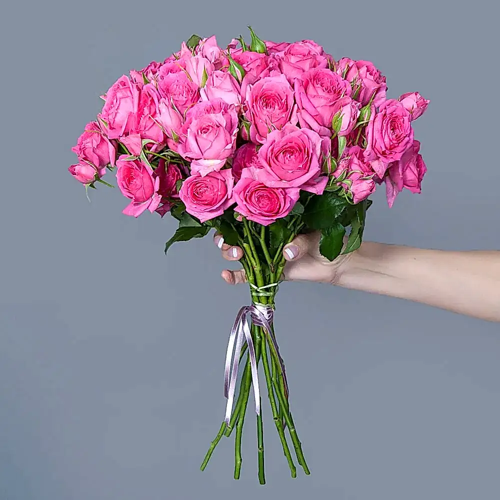 монобукет 9 роз "pink dimension" под ленту 