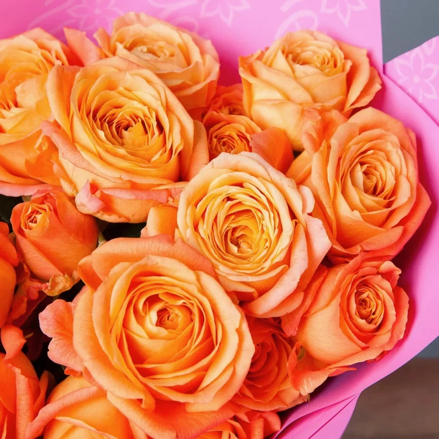 монобукет 5 кустовых роз "apricot lace"  в упаковке 